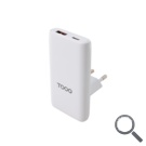CARGADOR PARED GaN USB-C/PD + USB-A/QC 65W BLANCO TOOQ